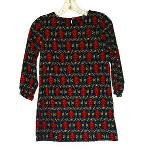 Girls Corduroy Dress Sz 10 Long Sleeve Shift Pullover Keyhole Button Knee-Length